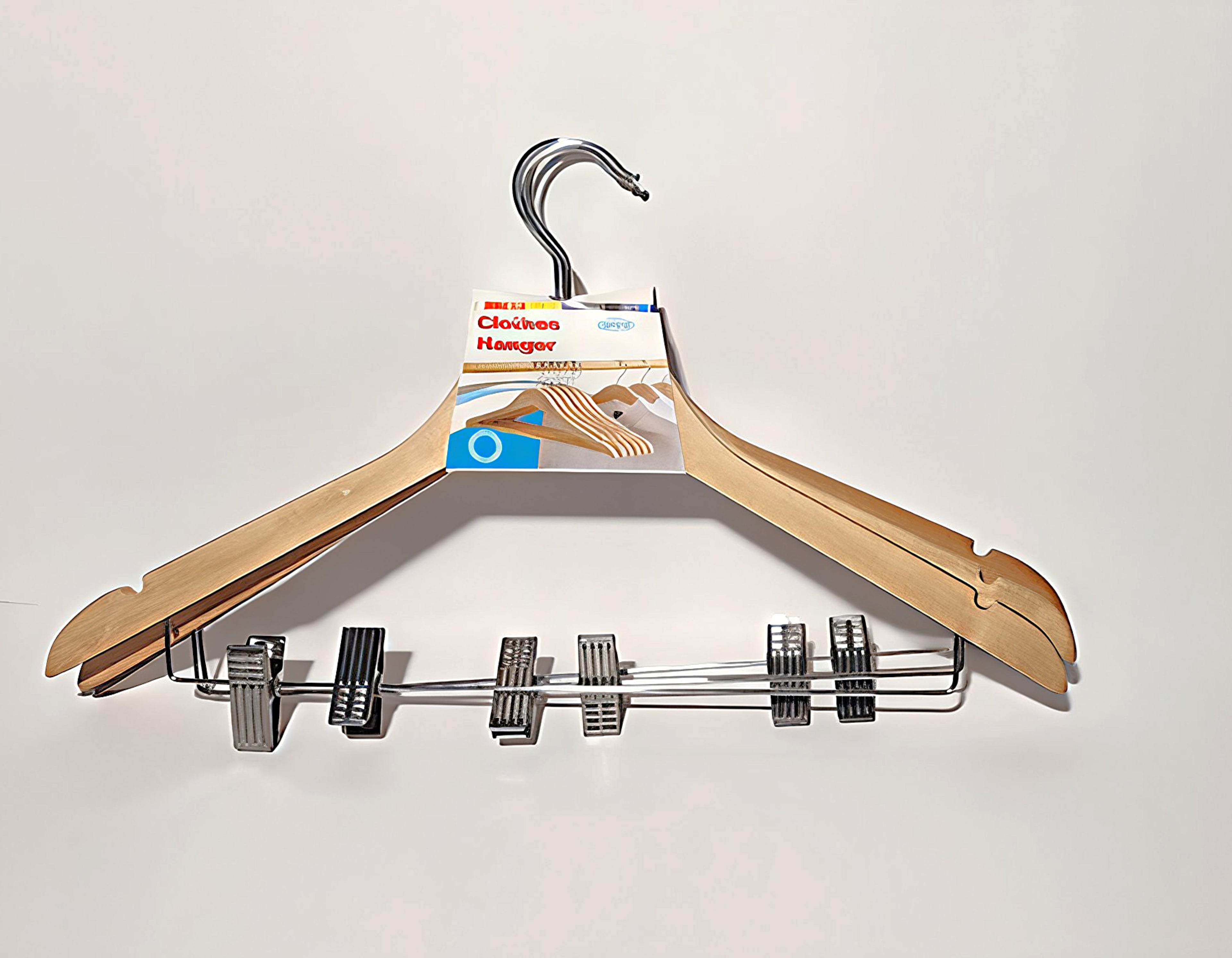 Wooden Cloth Hangers with Clips Set