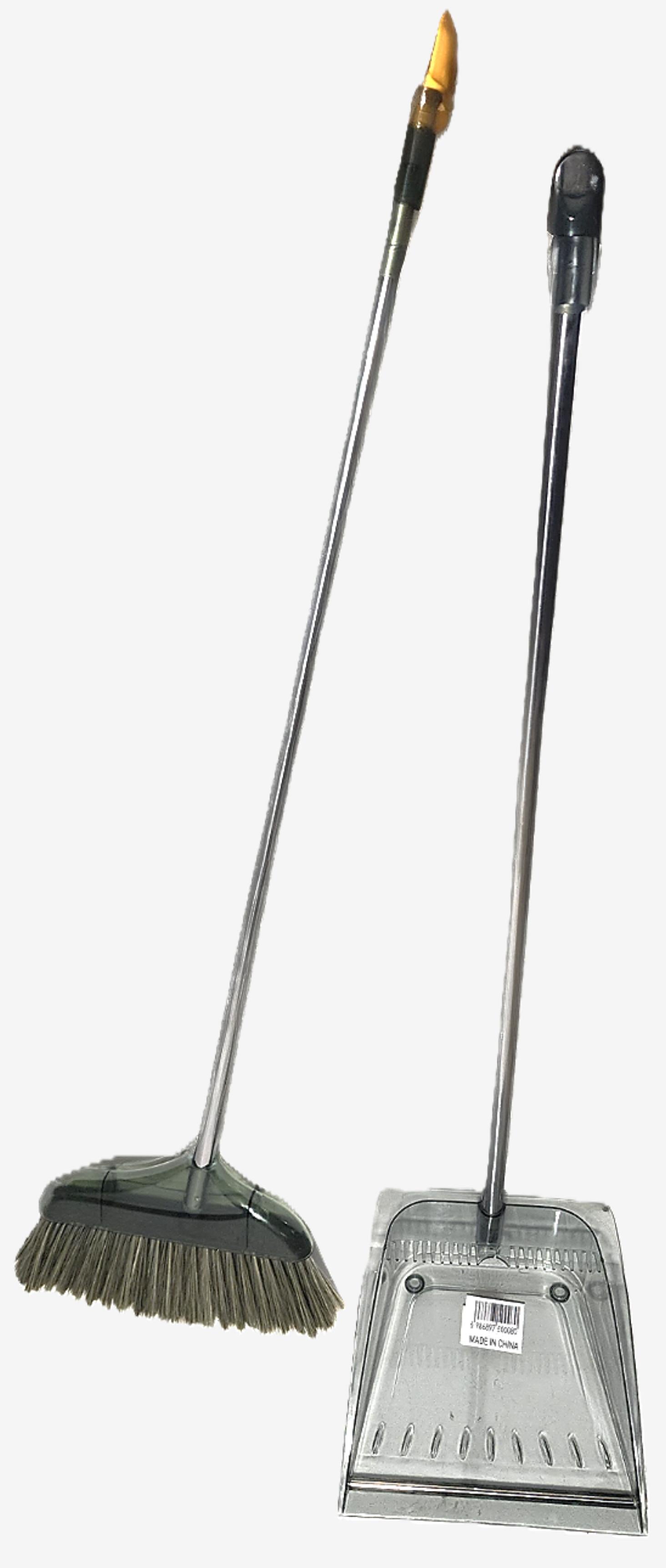 Transparent Sturdy Long Broom with Dustpan Set